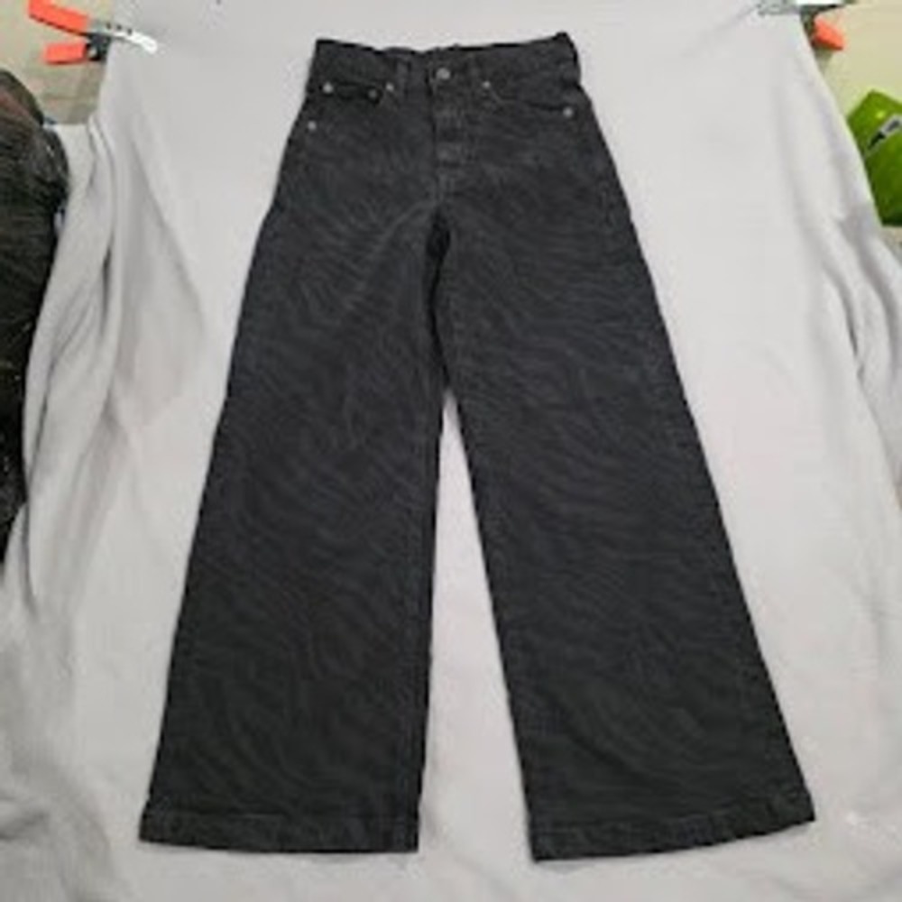 Gap High Rise Stride Jeans Black Zebra Animal Print Wide Leg Denim 26 2P Womens